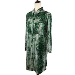 Derek Lam for Design Nation Green Abstract Print‎ Shirt Dress Topper Size Large